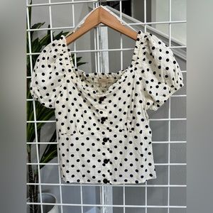 Blue polka dot crop top size small NWT